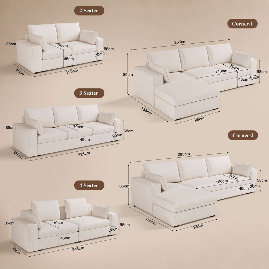 Cottonfy Creamy Tofu Block Pullout Sofa Bed with Storage