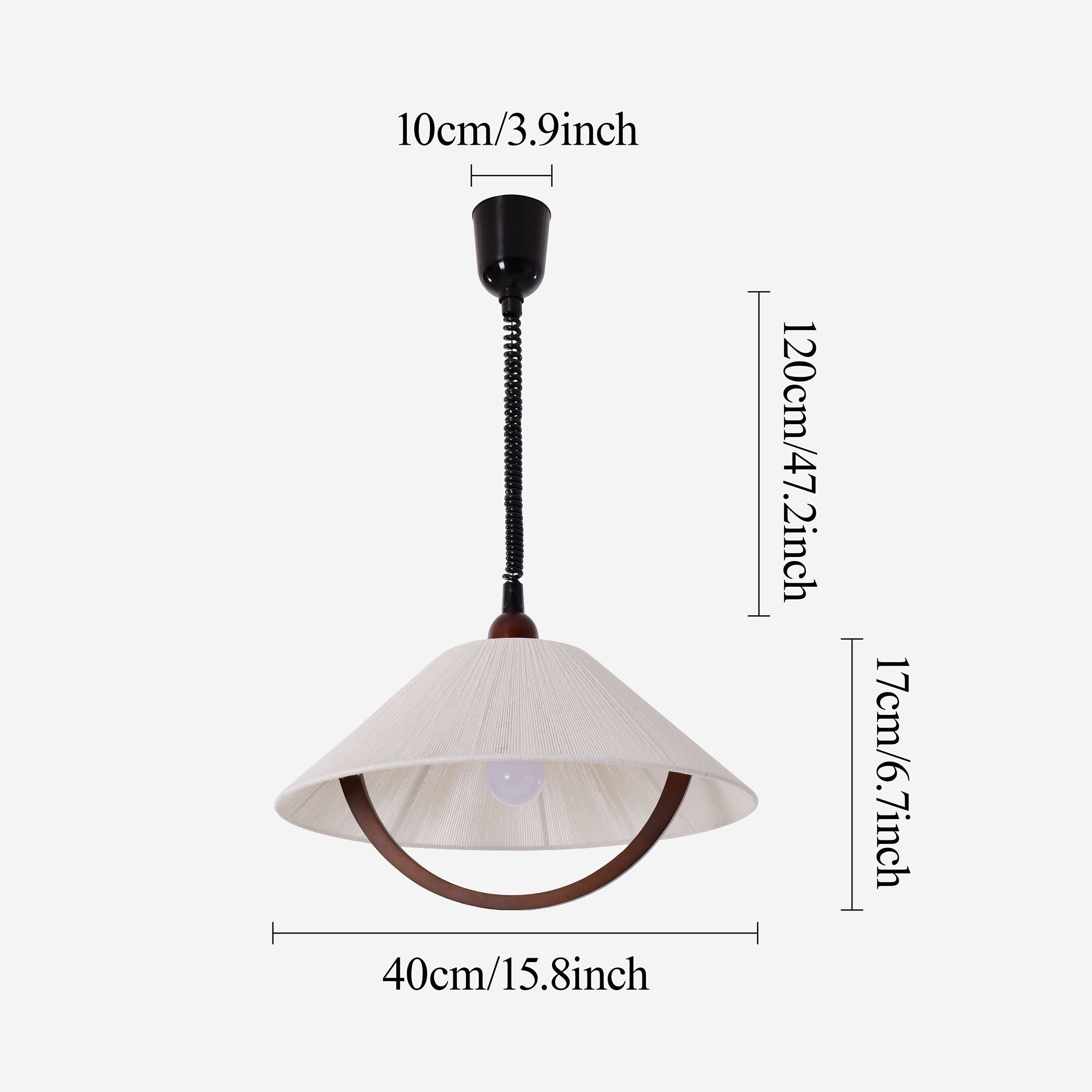 Natural Wood Curved Pendant Light | Cotton Cord Ceiling Lamp