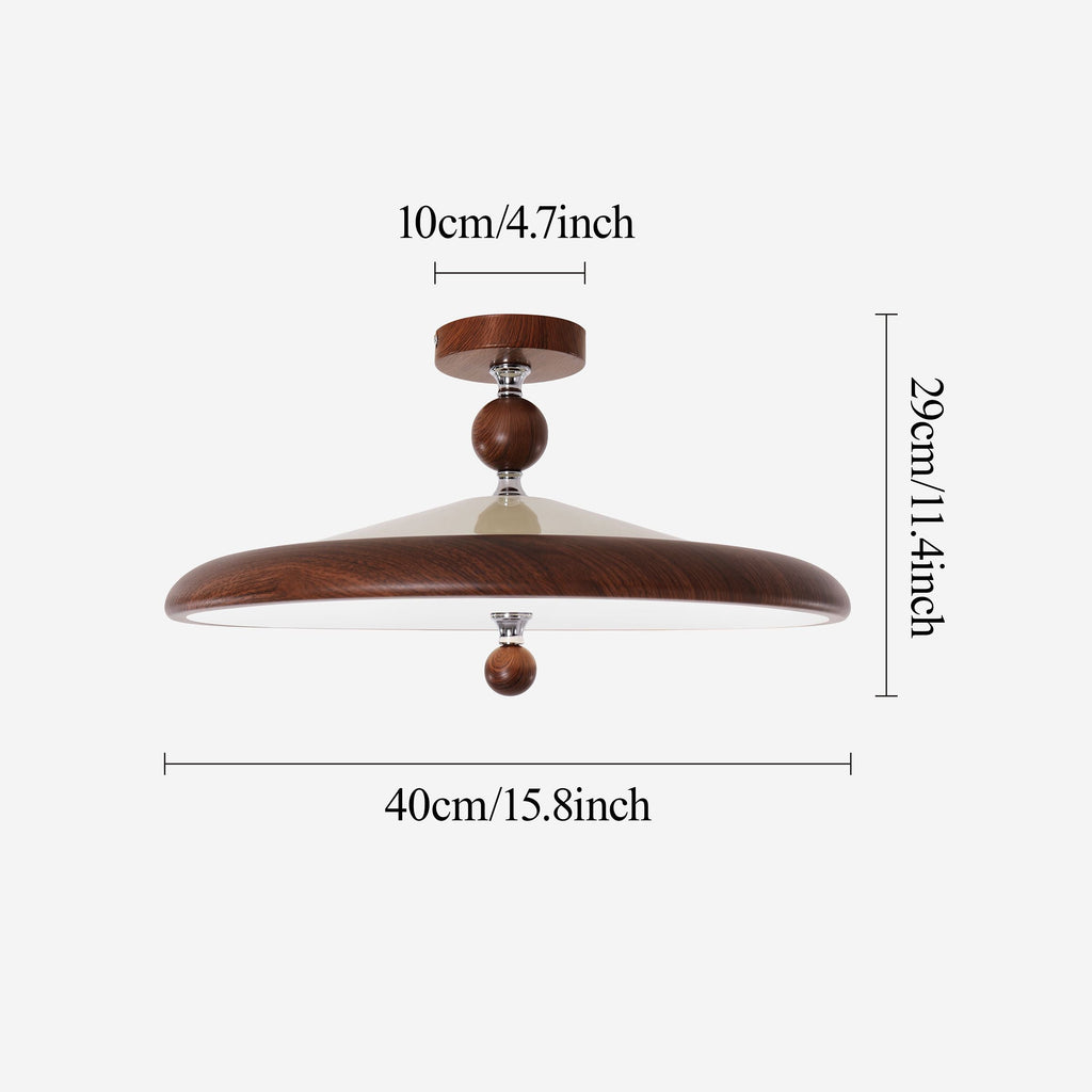 Walnut Two Globe Ceiling Light | Wood Effect Flush Mount