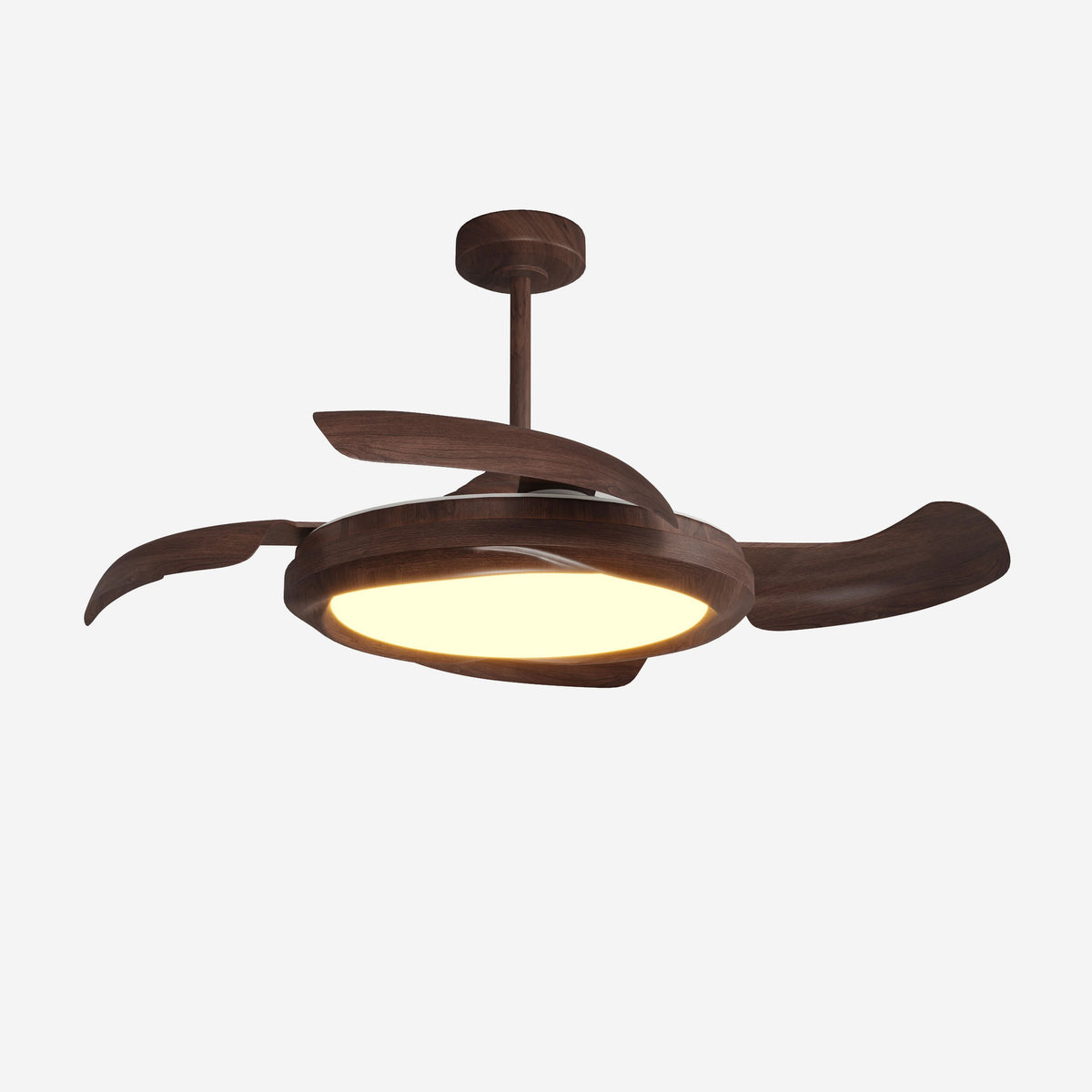 Lightsin Walnut Effect LED Ceiling Fan Light with Remote for Living Room & Bedroom