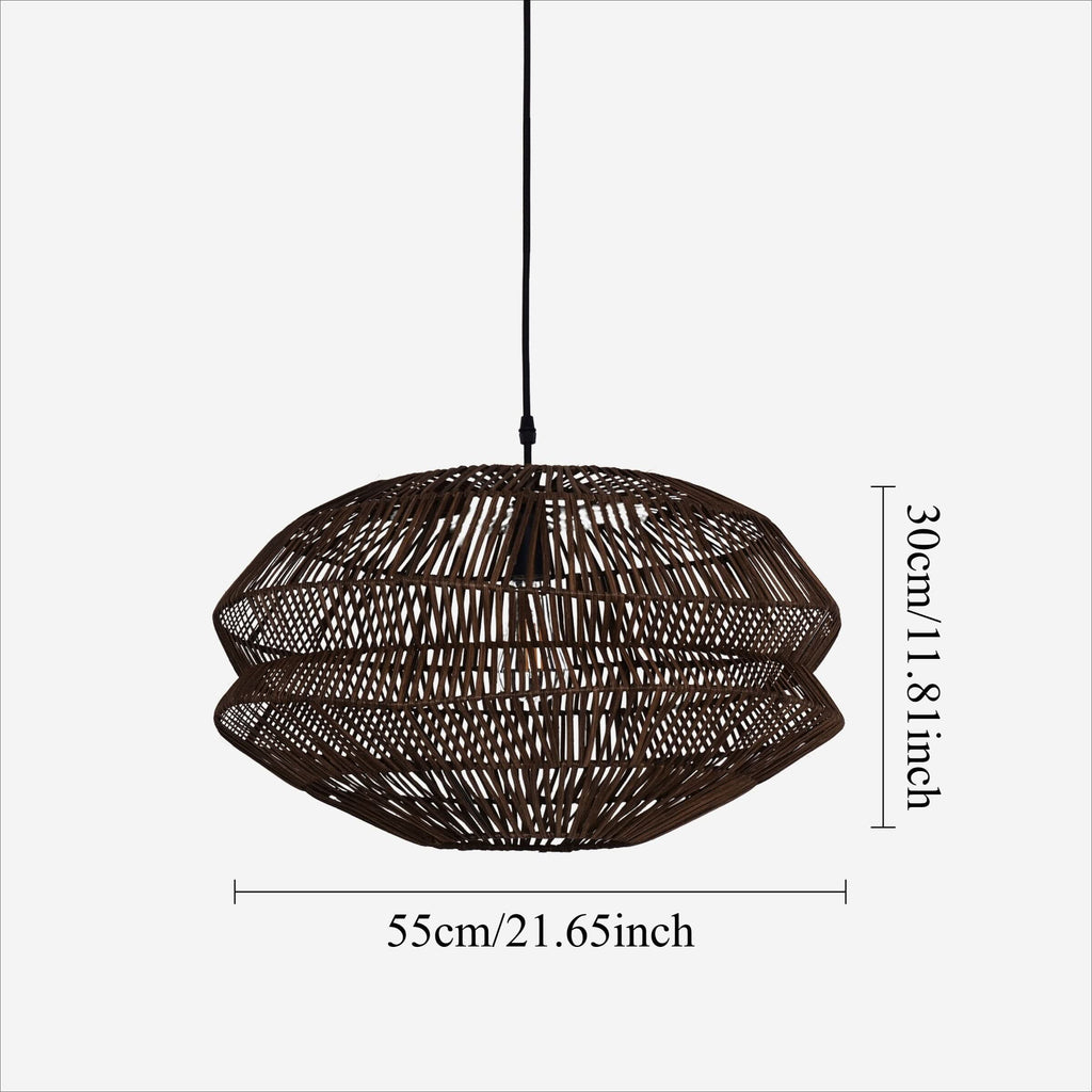 Lightsin Eco Friendly Rattan Pendant Light Handwoven Rustic Farmhouse Ceiling Light