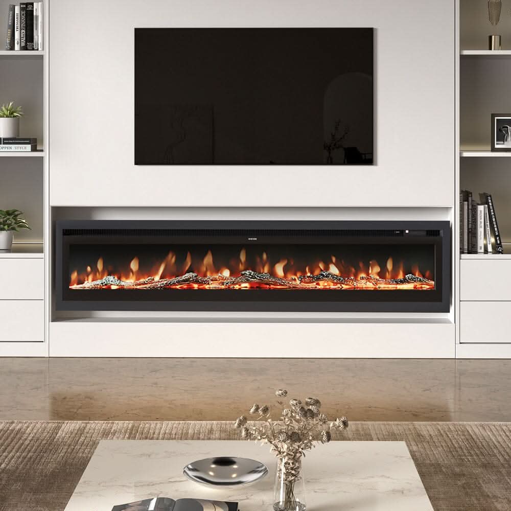 40/50/60/70/80 Inch Electric Fireplace 12 Colour LED Flame Effect Heater with Remote Control