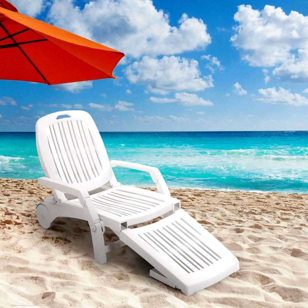 73.5cm W Outdoor Folding Lounge Chair Recliner with Wheels