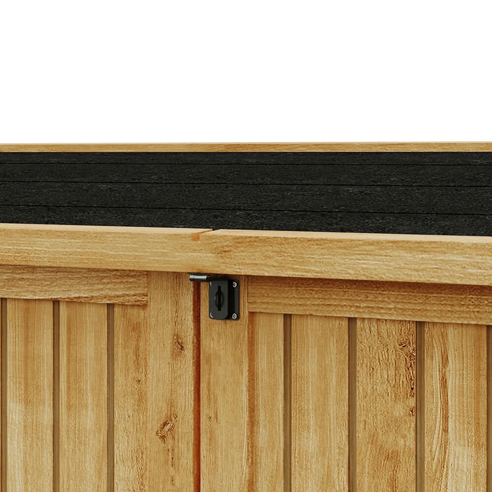 Wooden Bicycle Shed with Asphalt Roof and Steel Locking Door