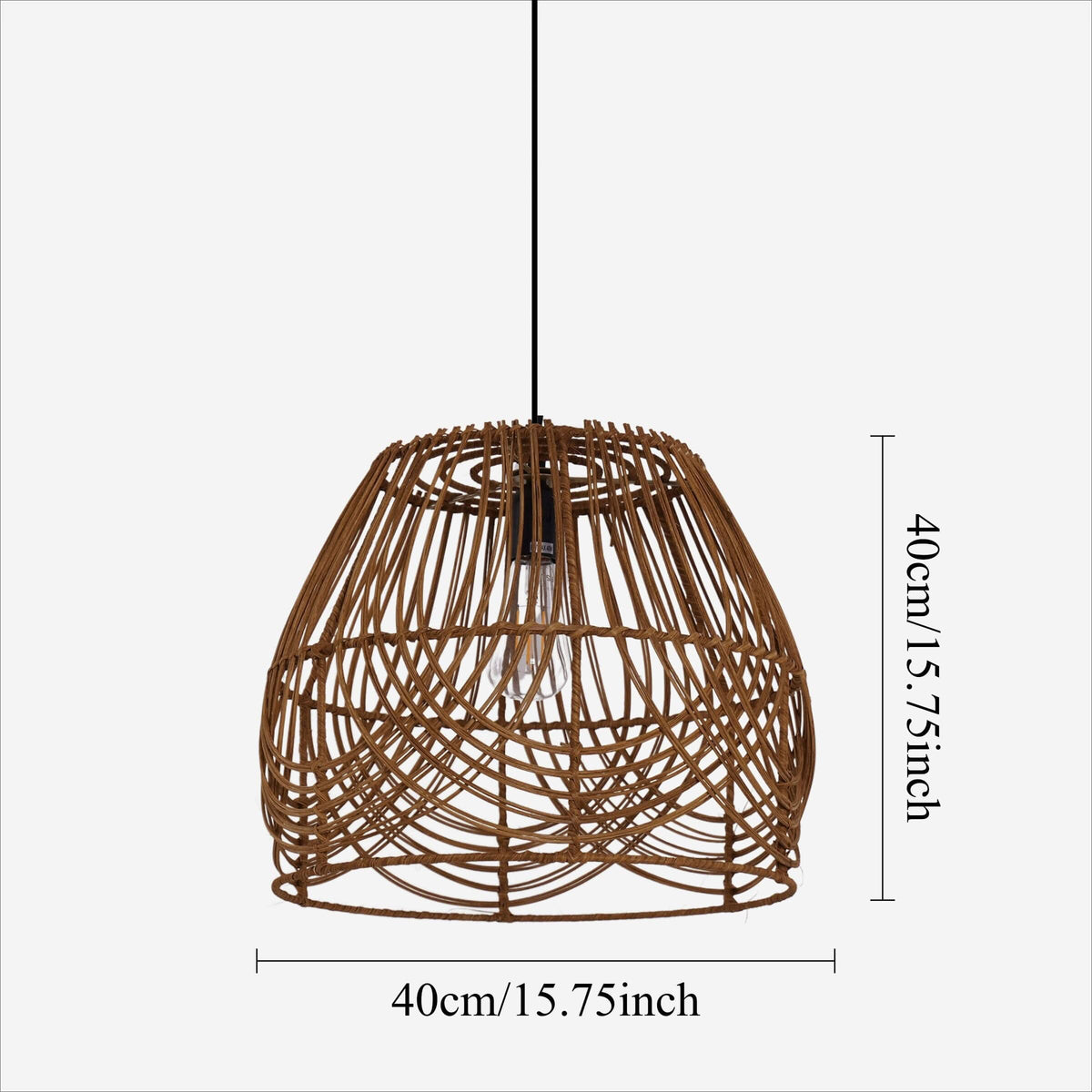 Lightsin Handwoven Rattan Pendant Light – Rustic Ceiling Lighting for Living Room & Dining Room