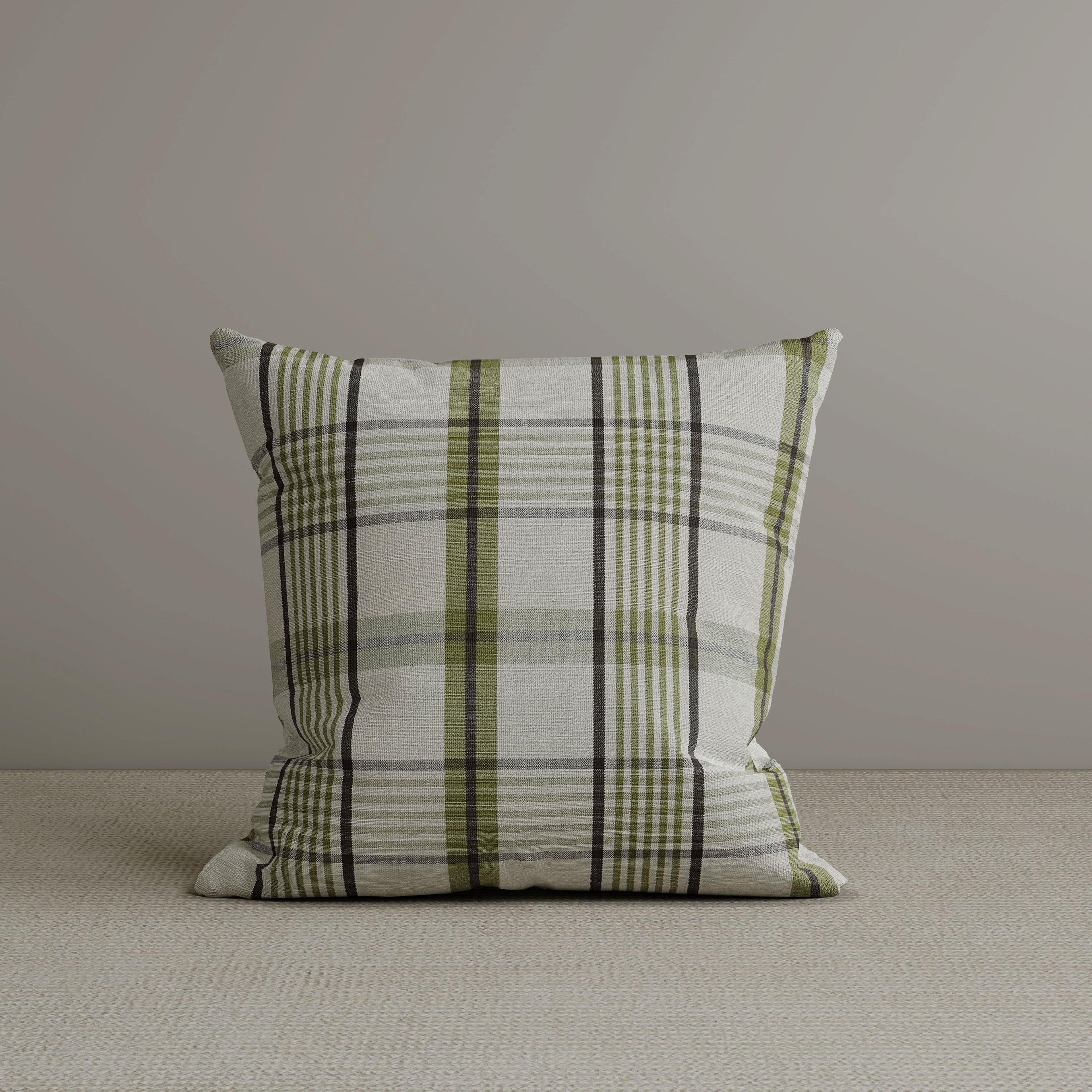 Square Exclusive Design Cushion in Moss Green Plaid Cotton Linen, 45*45CM