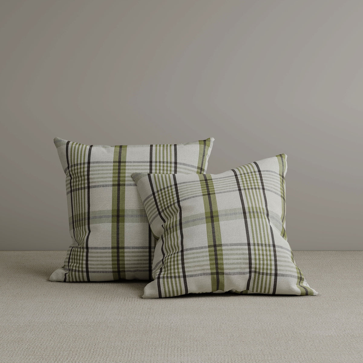 ‍Square Exclusive Design Cushion in Moss Green Plaid Cotton Linen, 45*45CM (100% off)