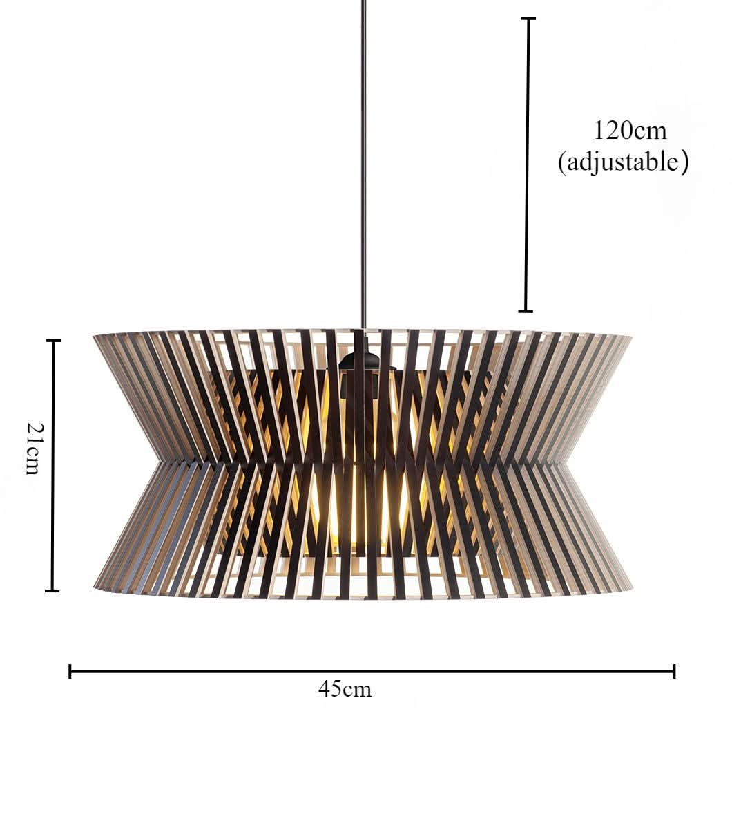 Lightsin Modern LED Wood Craft Drum Hanging Pendant Lights