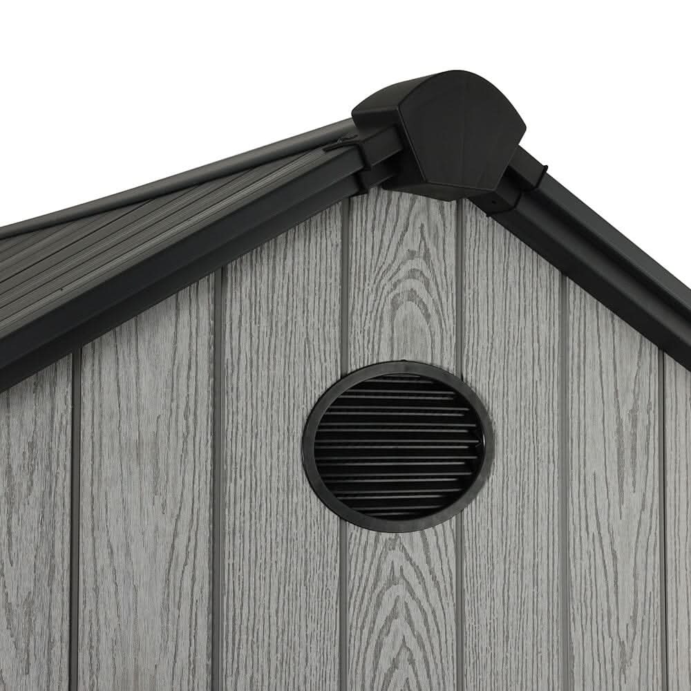 6'x8'ft/8'x8'ft/8'x12'ft/8'x16'ft Gray Wood Grain Plastic Tool Shed