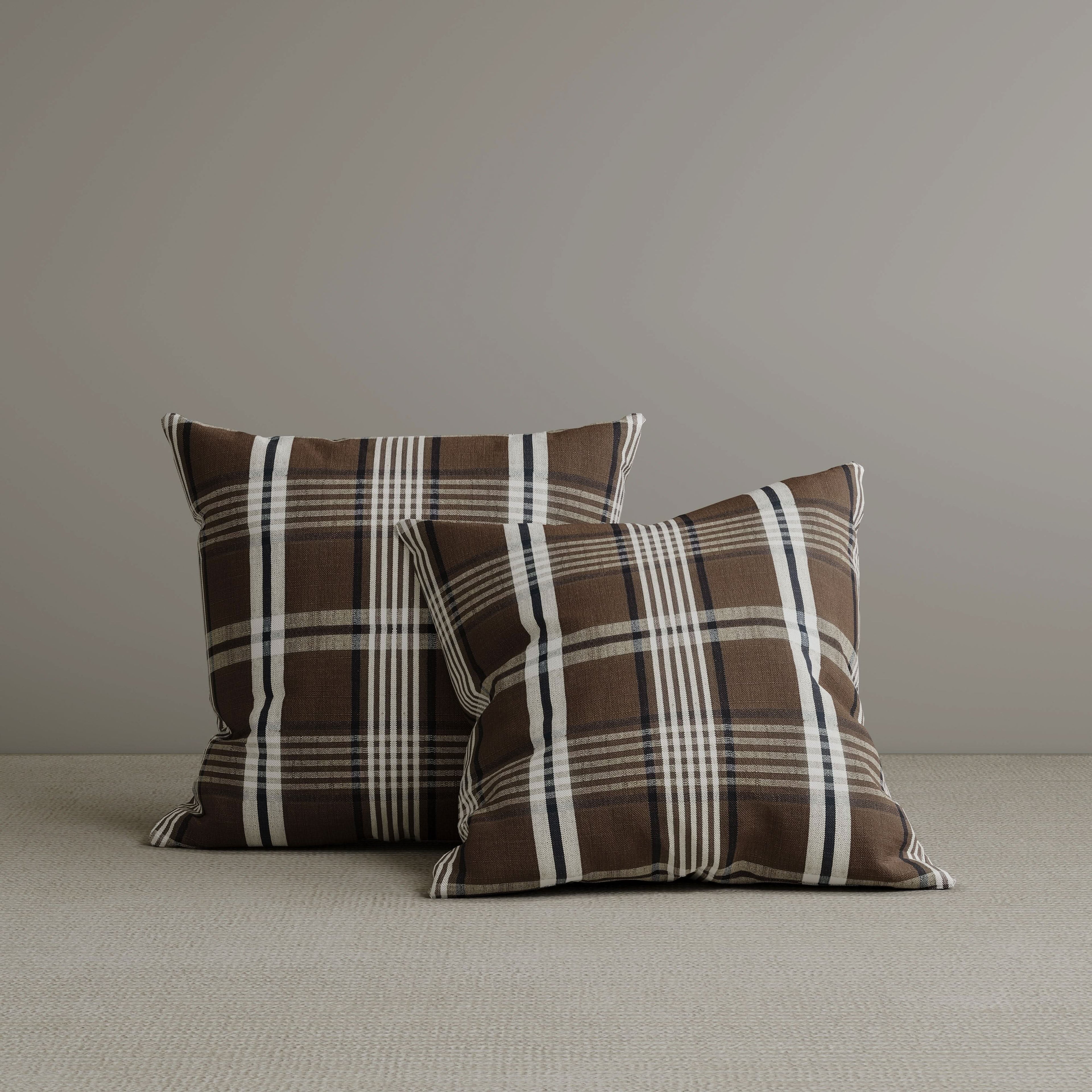 ‍Cottonfy Square Exclusive Design Cushion in Brown Checkered Cotton Linen, 45*45CM (100% off)