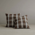 Cottonfy Square Exclusive Design Cushion in Brown Checkered Cotton Linen, 45*45CM