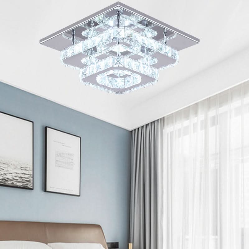 Modern 2-Tier Crystal LED Ceiling Light Fixture Dimmable/Non-dimmable