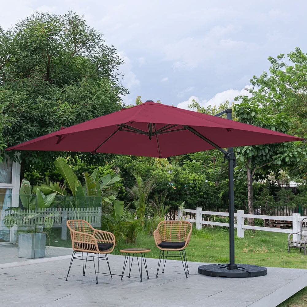 3 x 3 m Square Cantilever Parasol Outdoor Hanging Umbrella for Garden and Patio