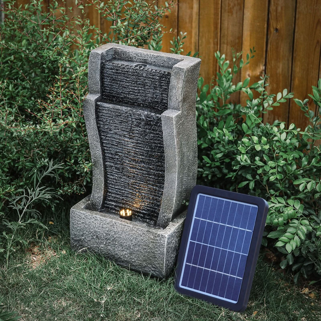 50CM H Slate Effect Modern Waterfall Ornament Garden Water Feature Cascading Tiered Water