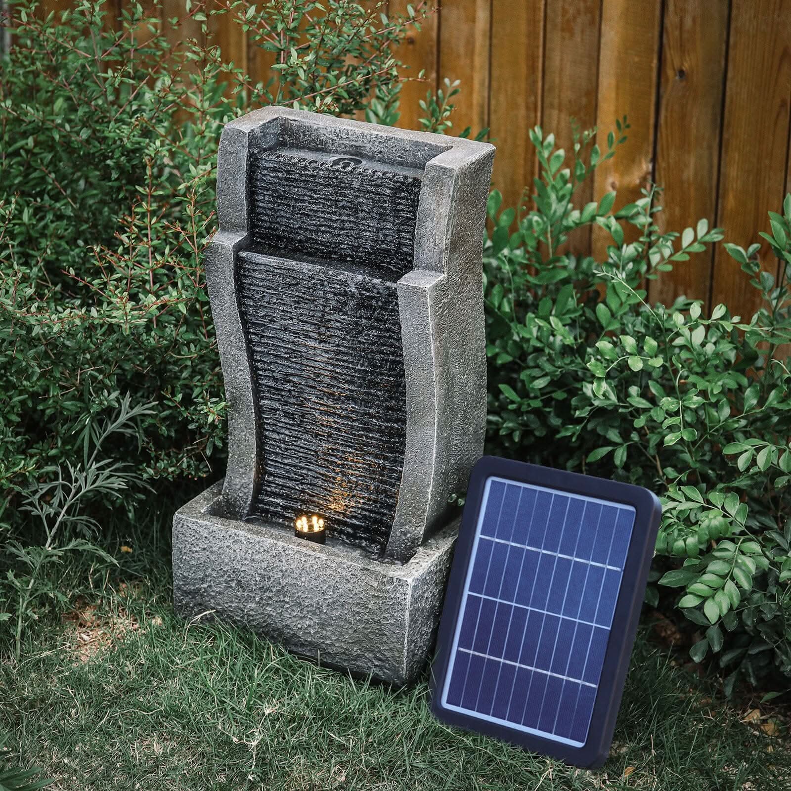 50CM H Slate Effect Modern Waterfall Ornament Garden Water Feature Cascading Tiered Water