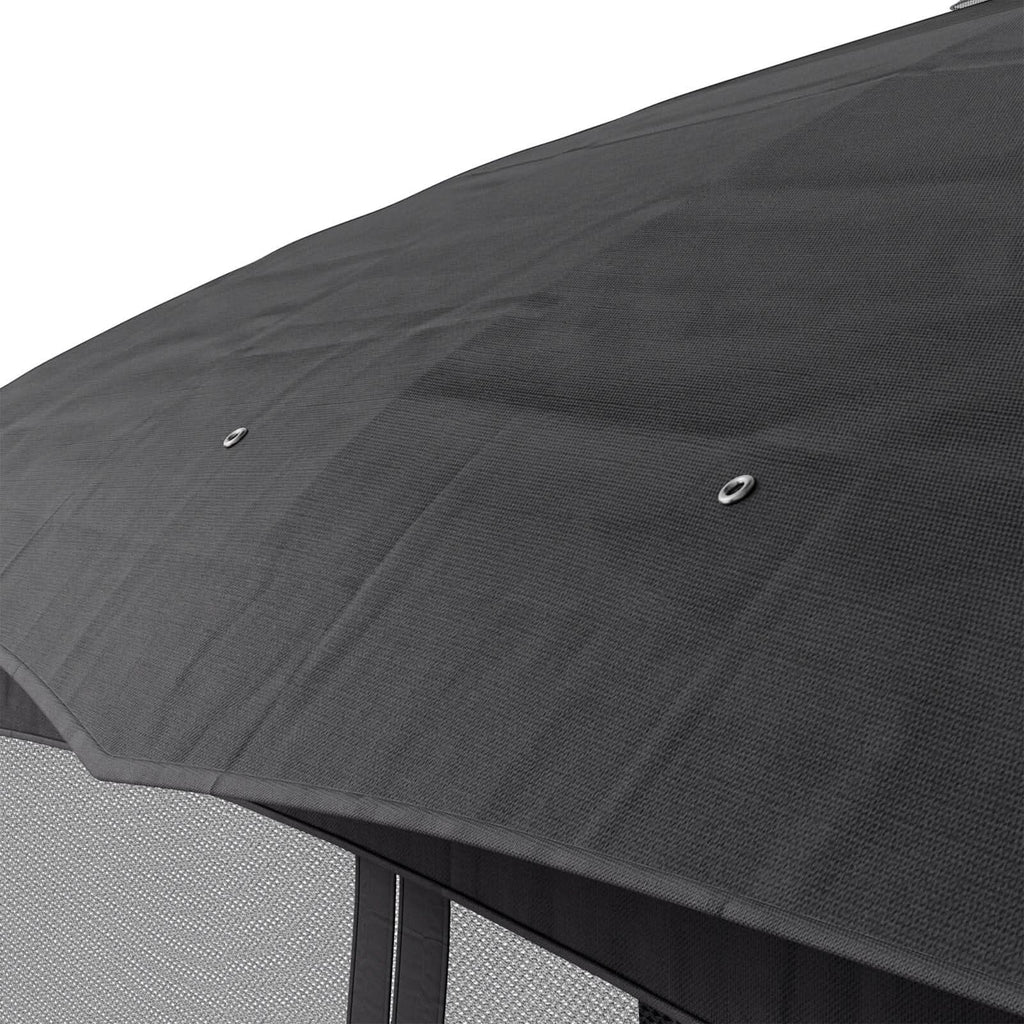 13ft Metal Pergola Refined Deep Gray with Enclosed Mesh Drapes