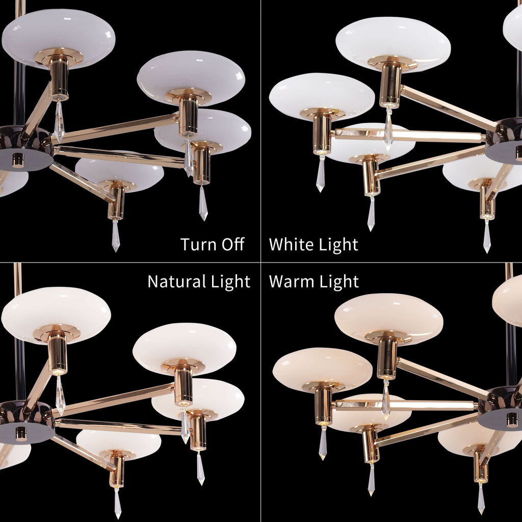 Lightsin Modern Gold LED Chandelier with Glass Shades