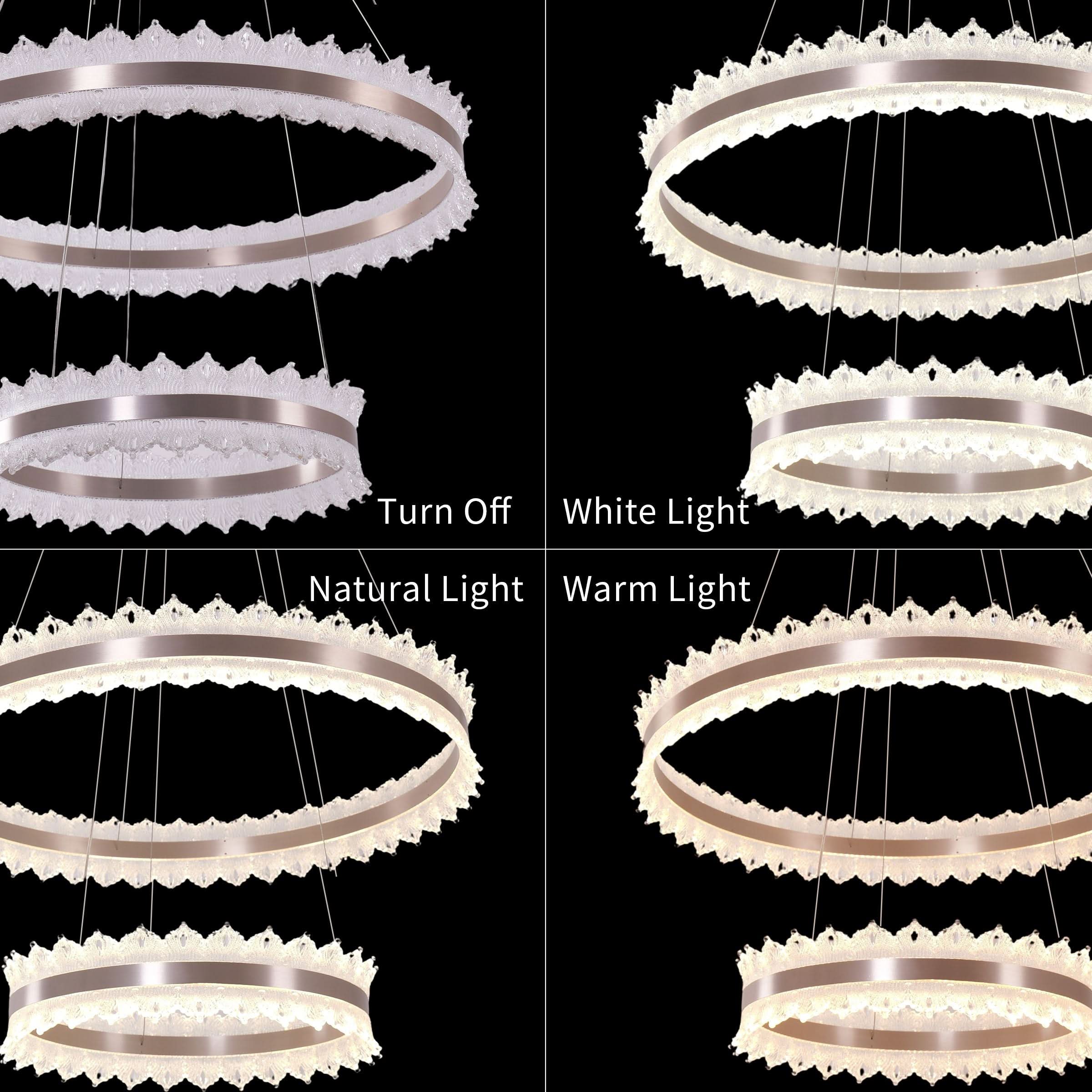 Lightsin Modern Simple Dimmable Metal Ring-Shaped Pendant Light with Acrylic Ceiling Light Cover and Acrylic Lighting Panels