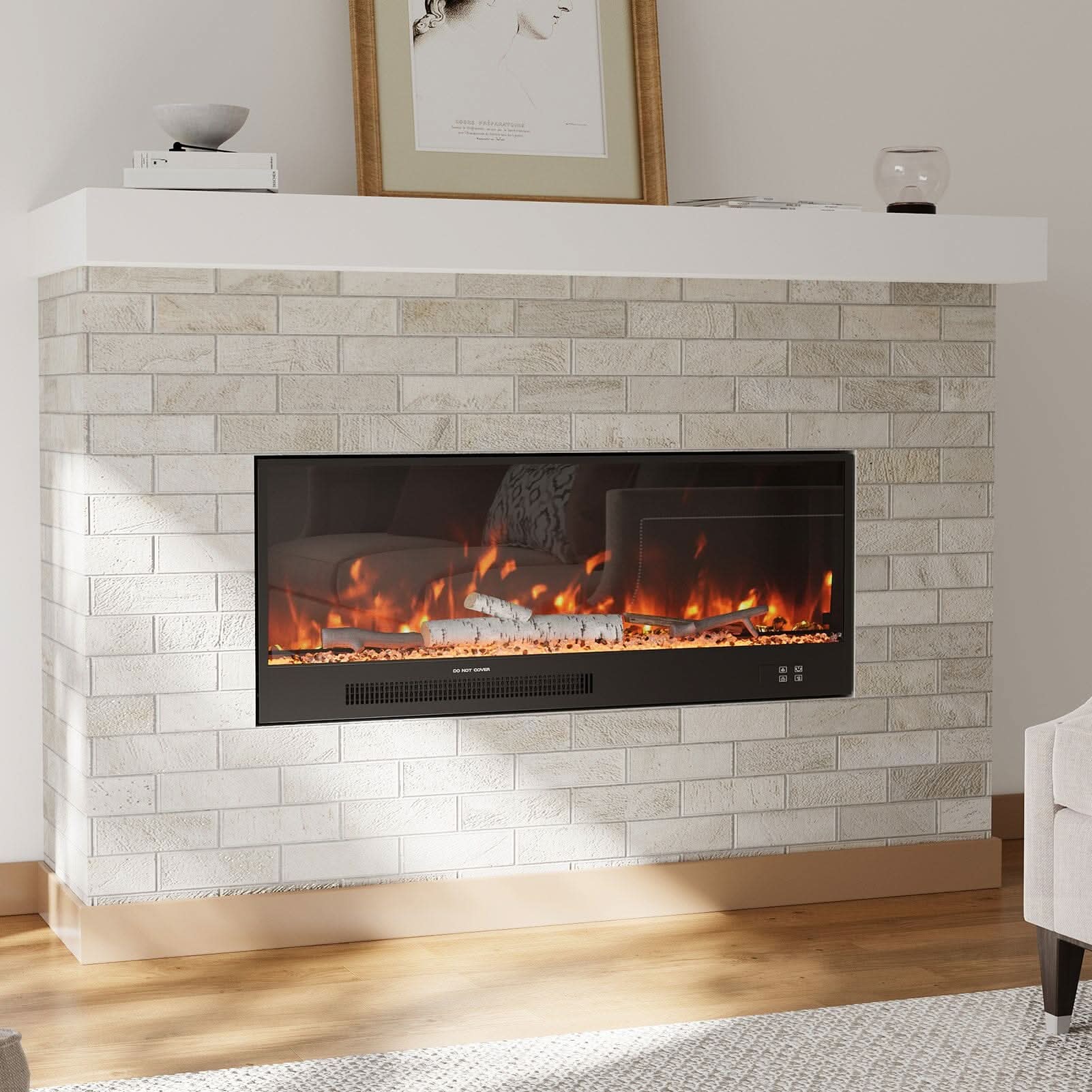 Smallbee 33/46/58inch WiFi Electric Fireplace with LED Display & Realistic Flame Effect