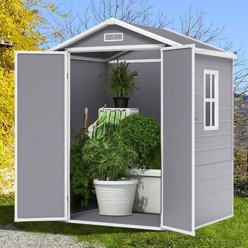 6x4ft Plastic Corrosion-Resistant Garden Storage Shed with Lockable Door