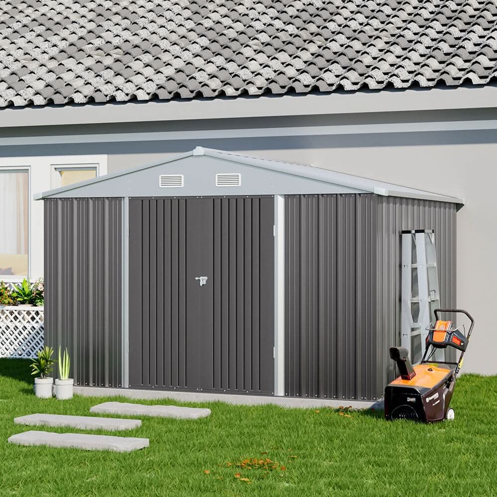 3×5 ft/ 4×6ft/ 6×8 ft/ 10×8ft/ 10×10ft/ 10×12ft Metal Outdoor Garden Storage Shed Motorcycle Sheds with Lockable