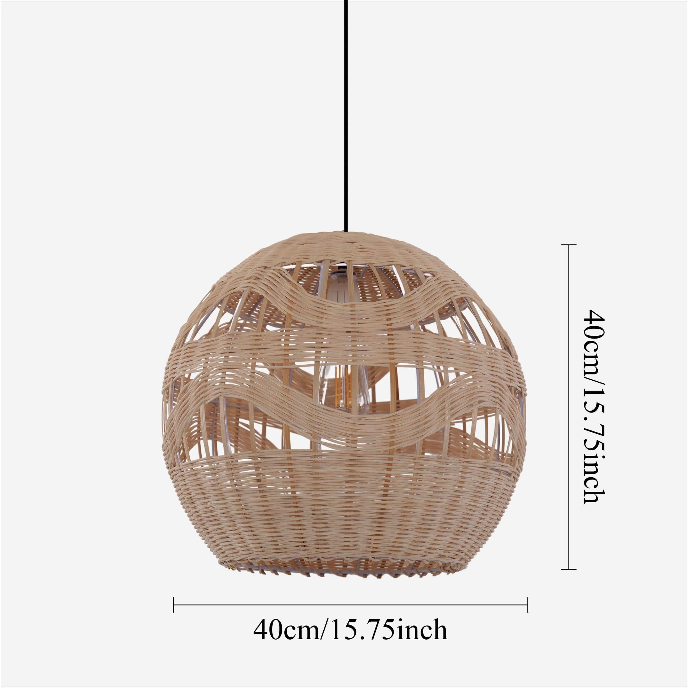 Lightsin Handwoven Rattan Pendant Light – Boho-Chic Ceiling Pendant Light for Dining Rooms, Living Spaces, and Wicker Interior Lighting
