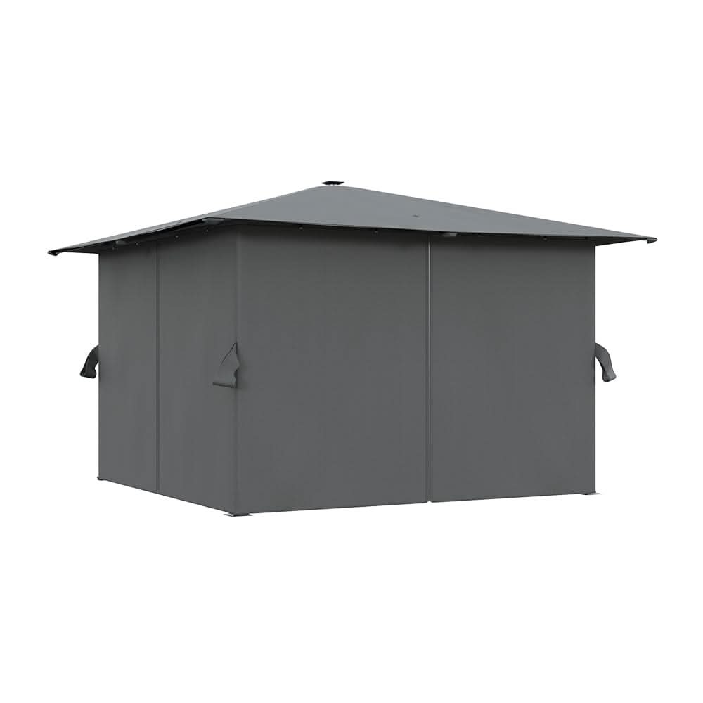 3x3x2.6m / 4x4x2.6m Light Grey / Dark Grey Single Roof Iron Tent with Lights – Square Canopy with Ground Pegs