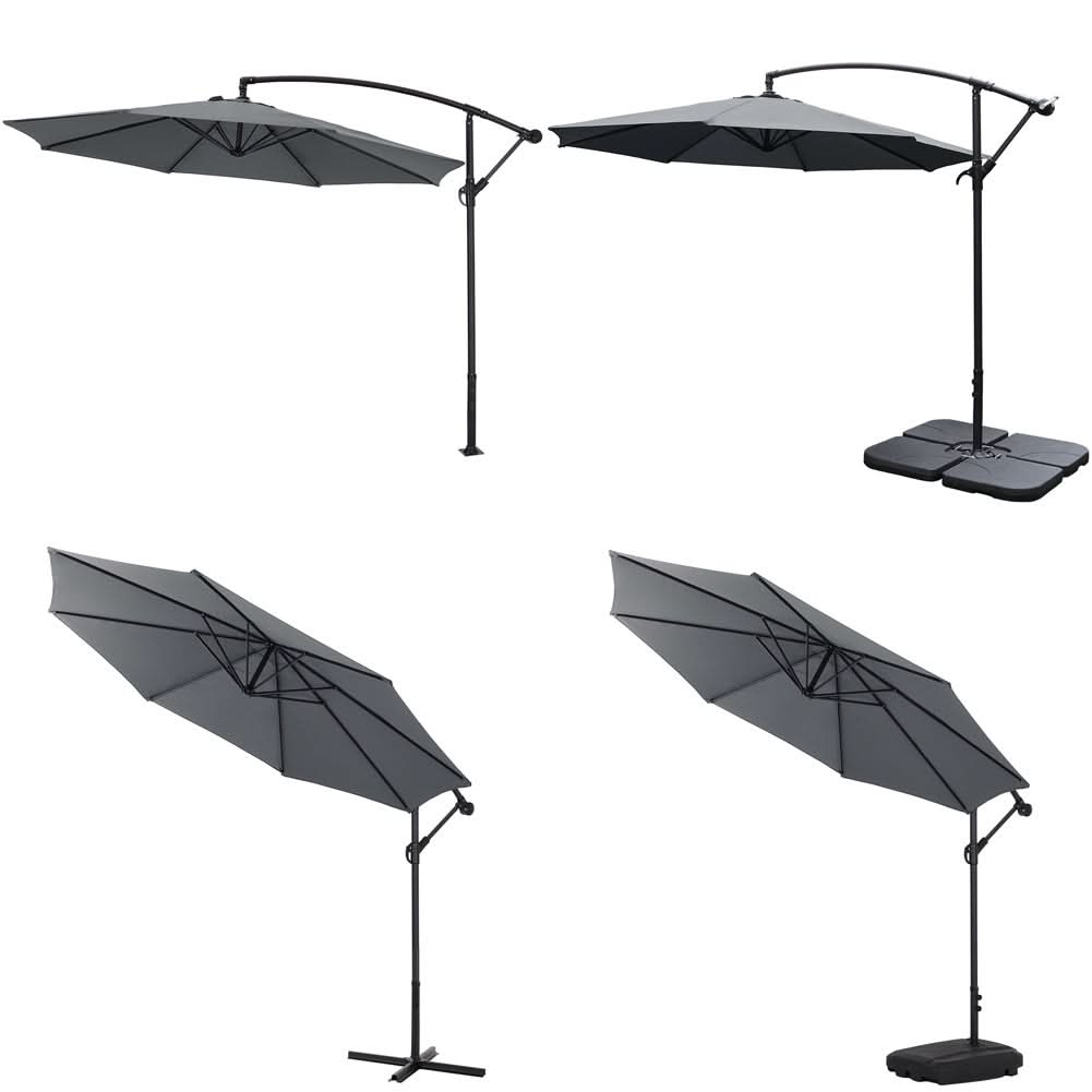 3M Sun Parasol Hanging Banana Umbrella Dark Grey