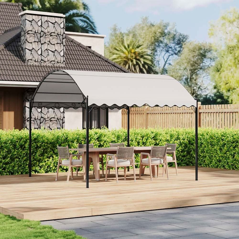 9.84 x 9.84 x 8.53 ft/ 9.84 x 13.12 x 8.53 ft Beige Arch Steel Canopy with Ground Pegs