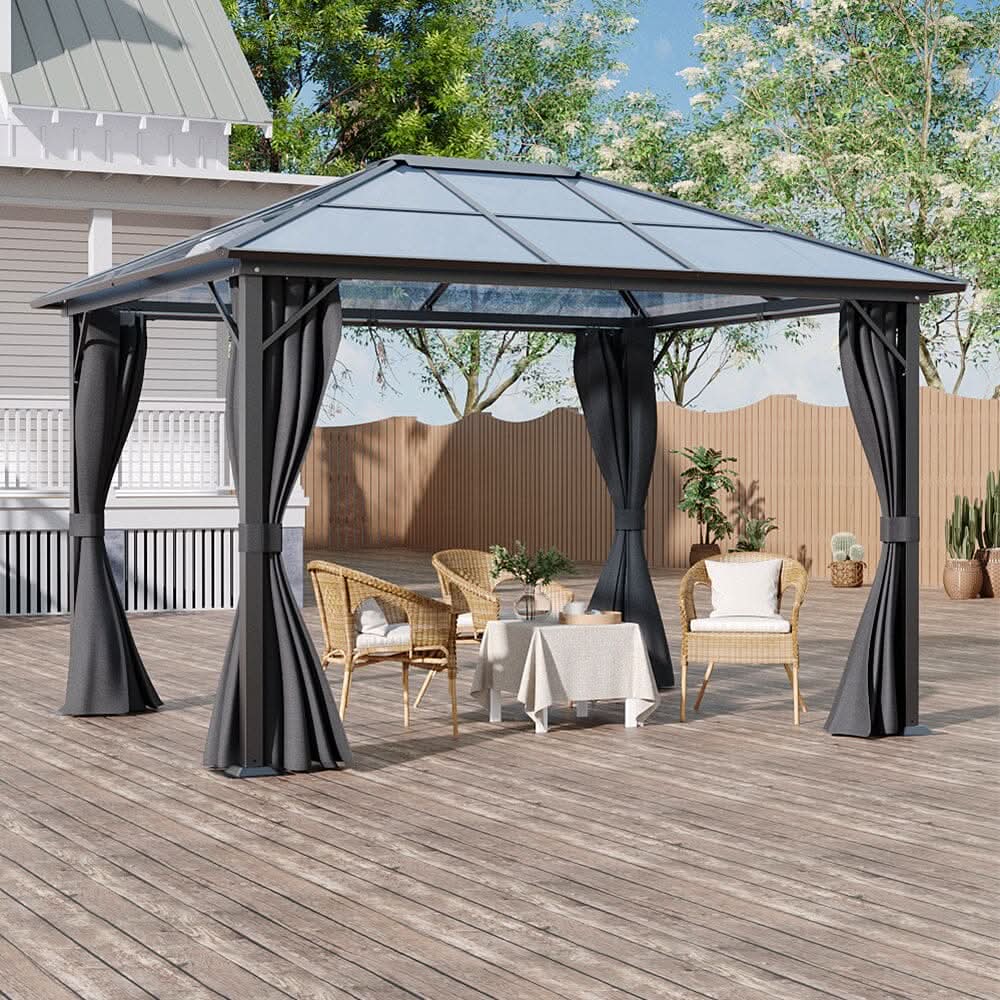3*3.65*2.6m Dark Grey Single-roof Sunshade Canopy with Surrounding Fabric