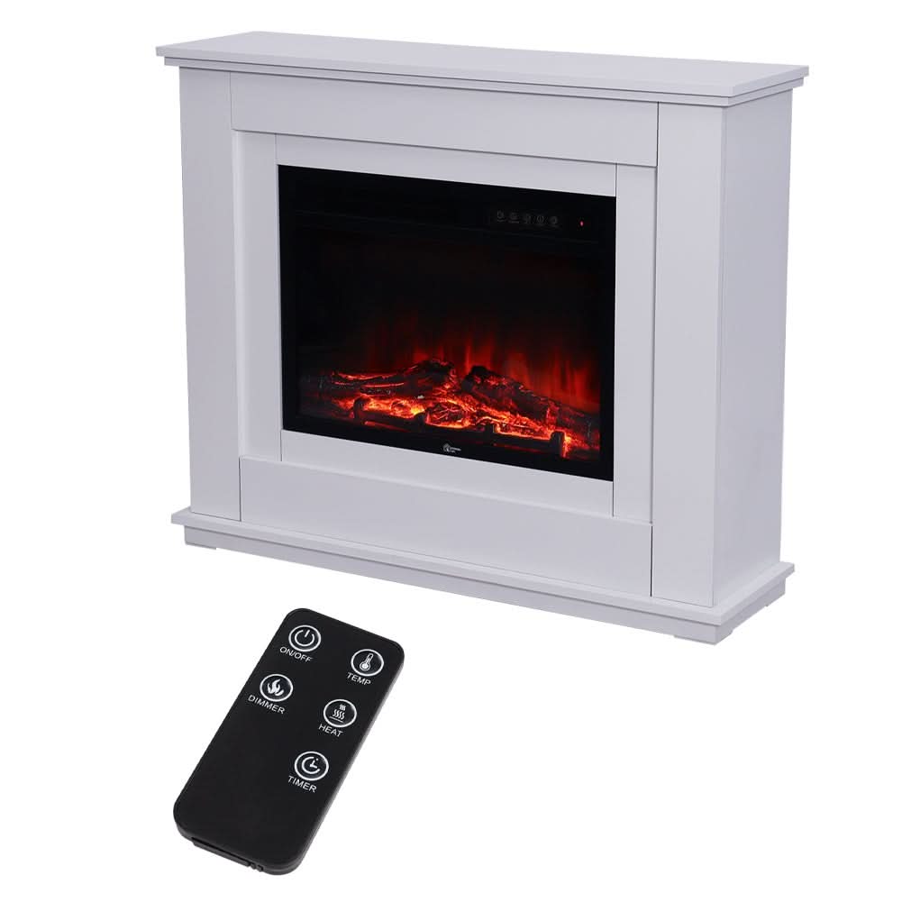 39 Inch Electric Freestanding Fireplaces White Wooden Mantel