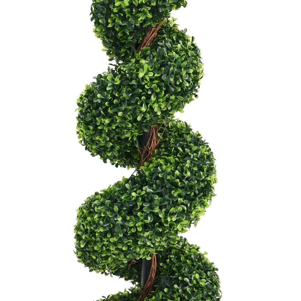 2 Pack Artificial Topiary Spiral Boxwood Tree Fake Plant