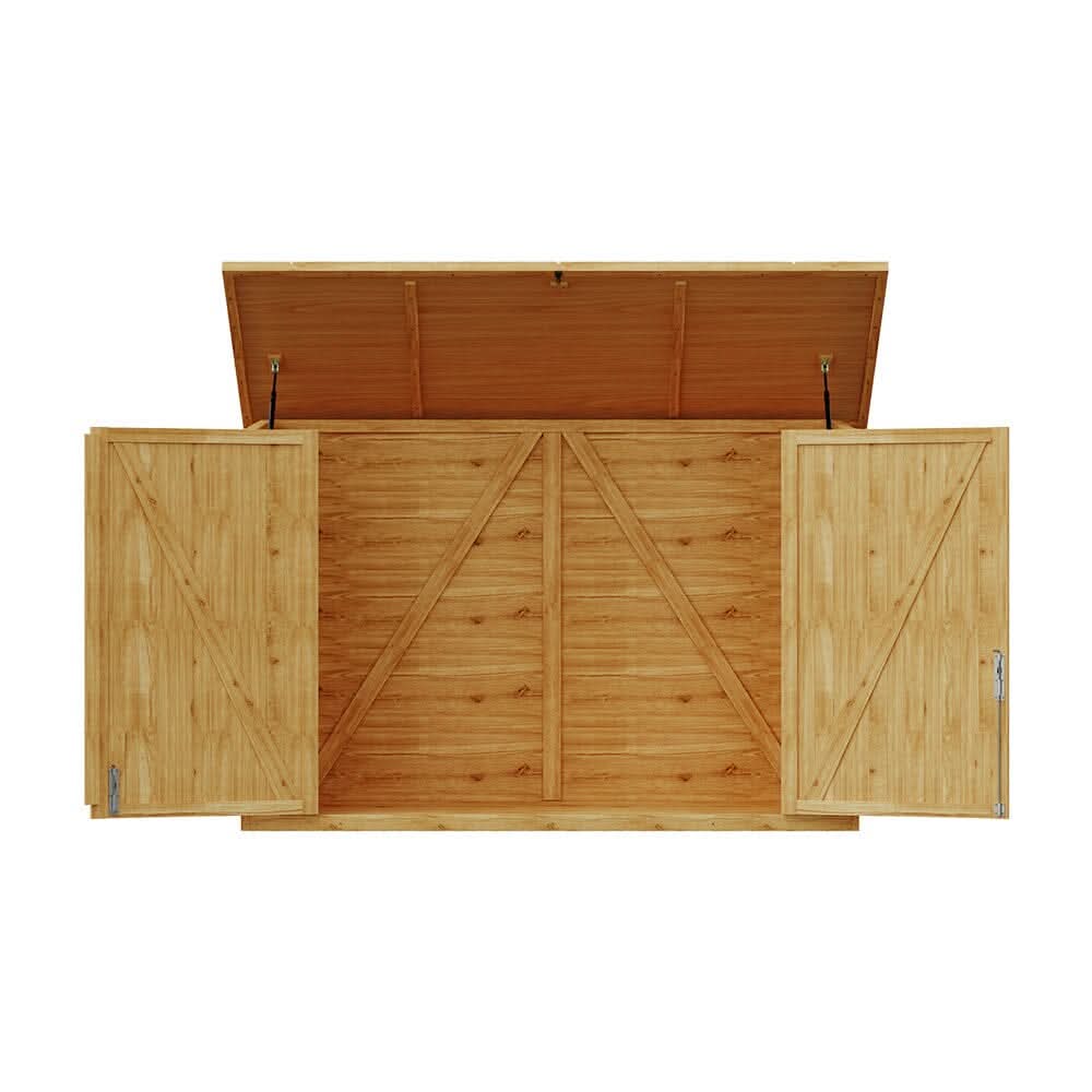 Wooden Bicycle Shed with Asphalt Roof and Steel Locking Door