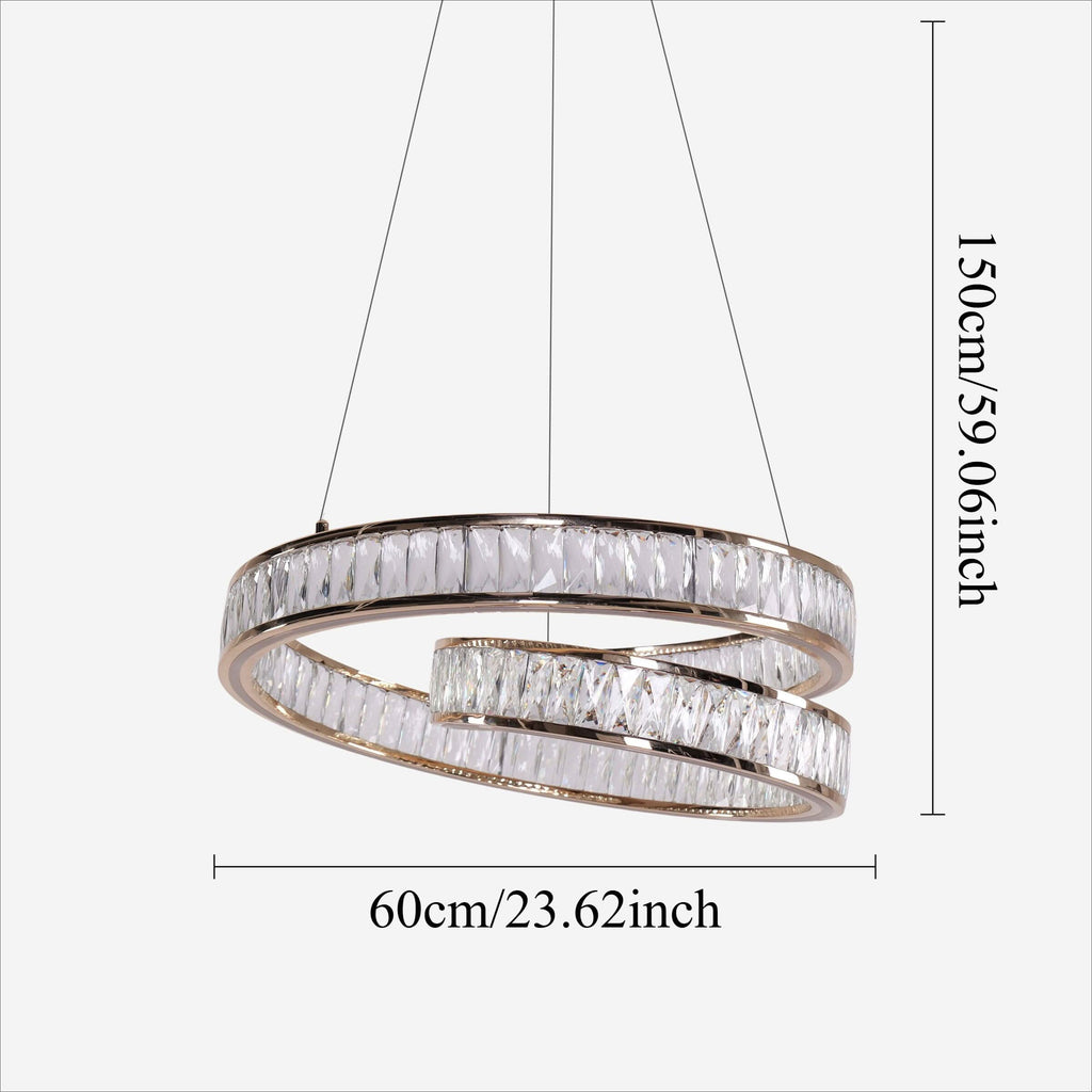 Lightsin Elegant Gold Crystal Swirl Pendant Light Luxury Crystal Chandelier for Living Room