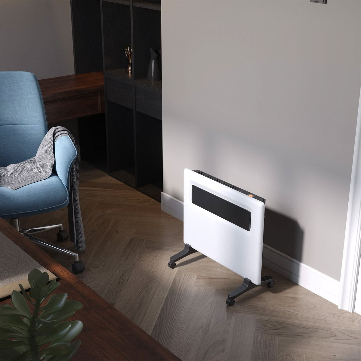 Floor-standing wall-mounted dual-use black and white heater with LED display - 1000W/1500W/2000W