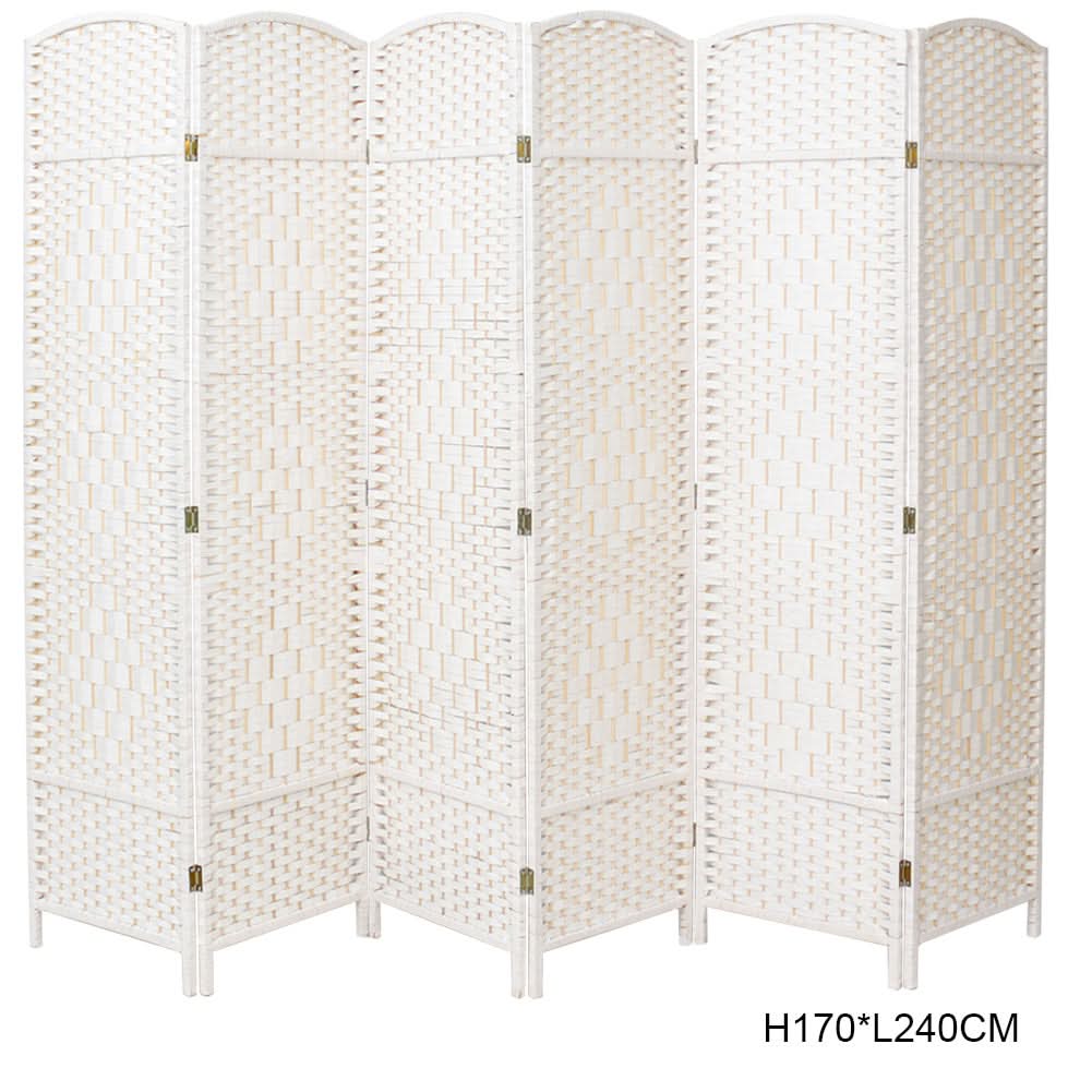 4/6 White Wooden Panels Folding Room Divider Partition Slat Privacy Screen
