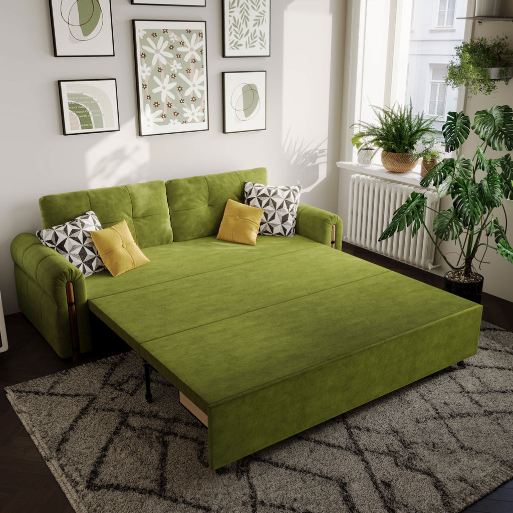 Cottonfy Vintage Pet Friendly Bamboo Design Sofa Bed with Storage