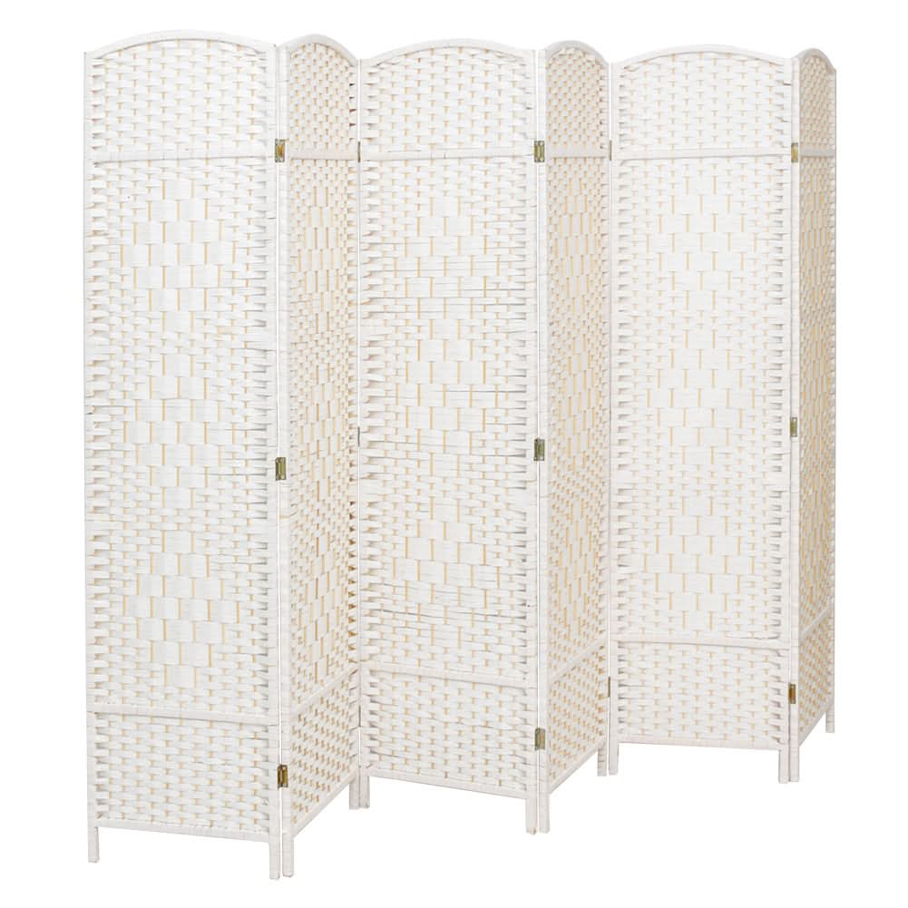 4/6 White Wooden Panels Folding Room Divider Partition Slat Privacy Screen
