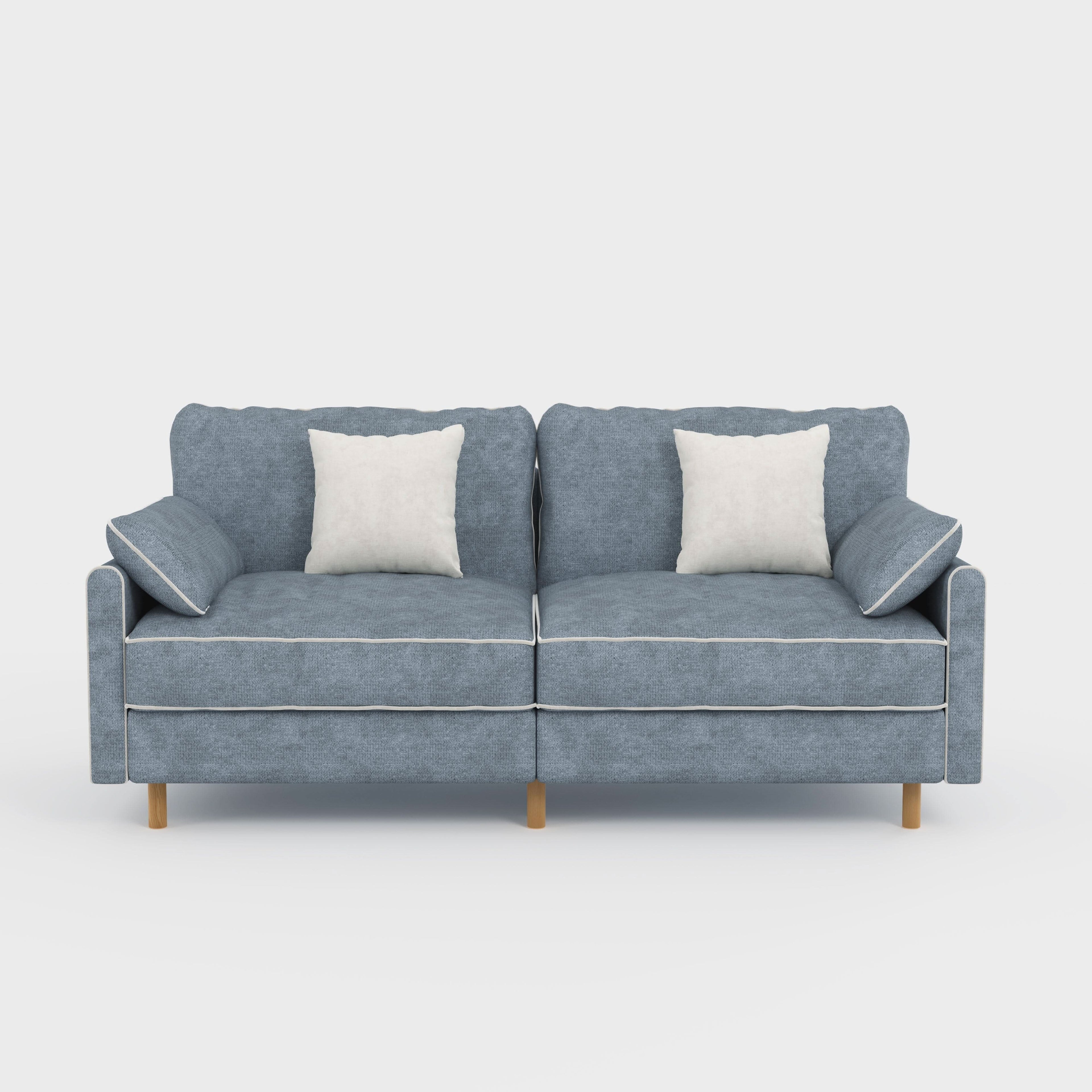 Cotton Linen Detachable Modular Sofa with Fringed Trim