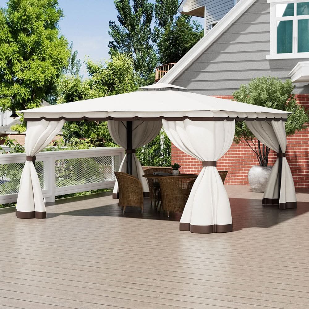 3*3m/4*4m Garden Party Beige Tent with Ground Pegs