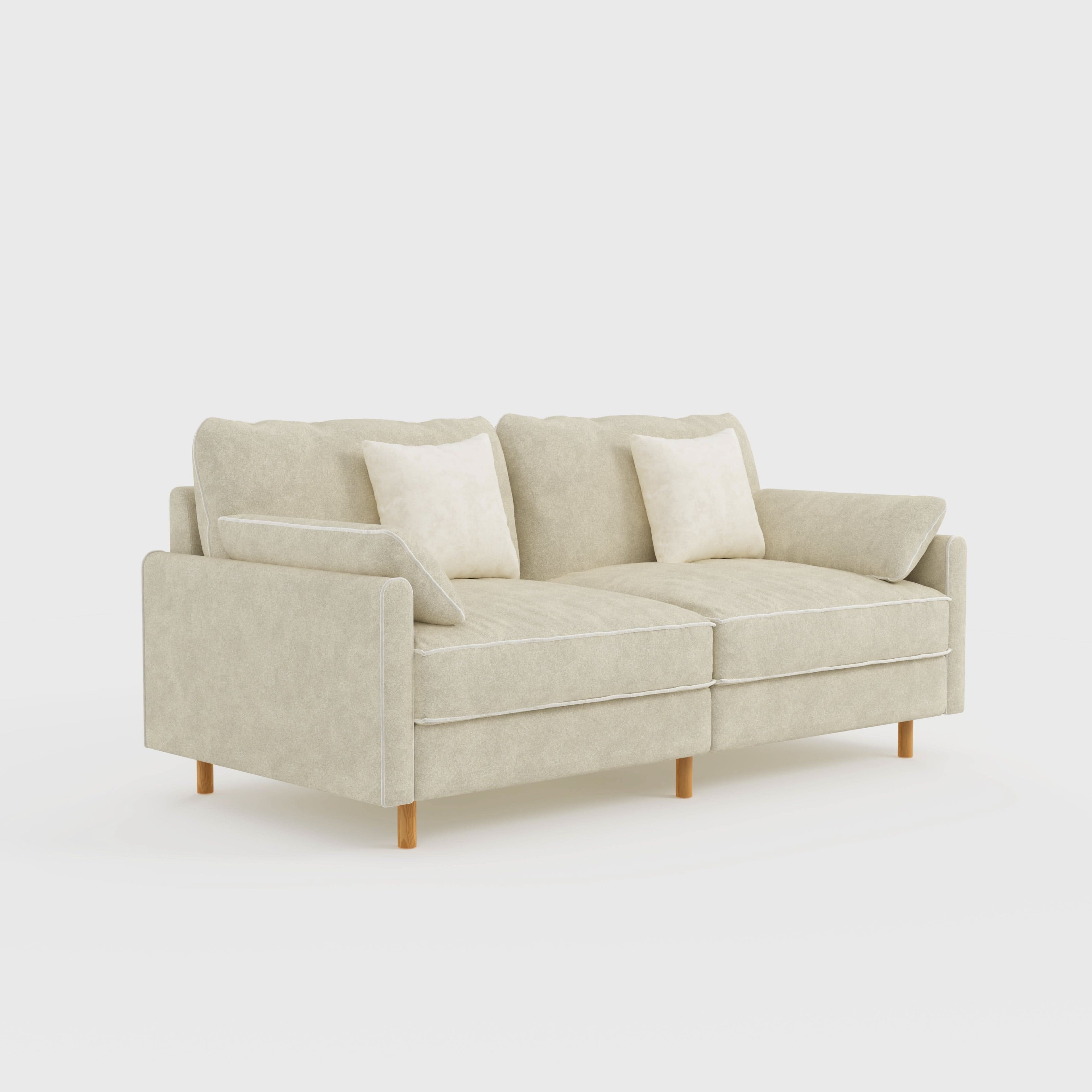 Cotton Linen Detachable Modular Sofa with Fringed Trim
