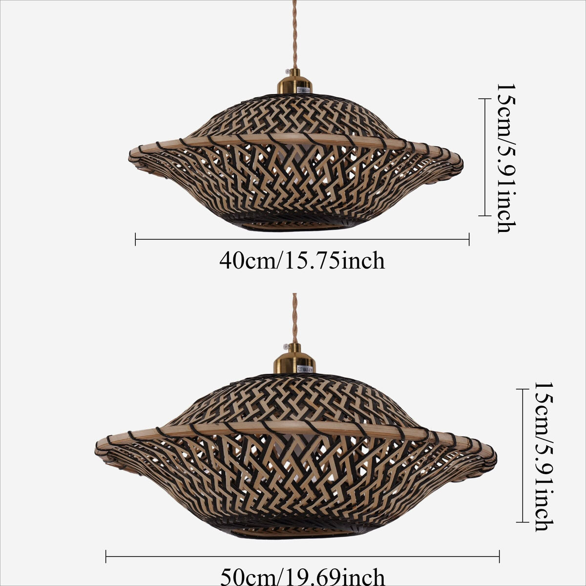 Lightsin Handcrafted Bamboo Pendant Light – Black Accents & Eco-Friendly Design for Cozy Spaces