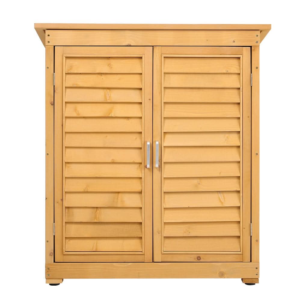 97cm H Wood Outdoor Solid Wood Storage Cabinet Garden Tool Shed