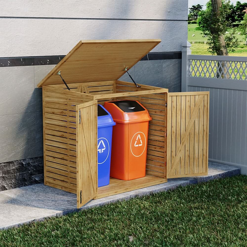 Wooden Bicycle Shed with Asphalt Roof and Steel Locking Door
