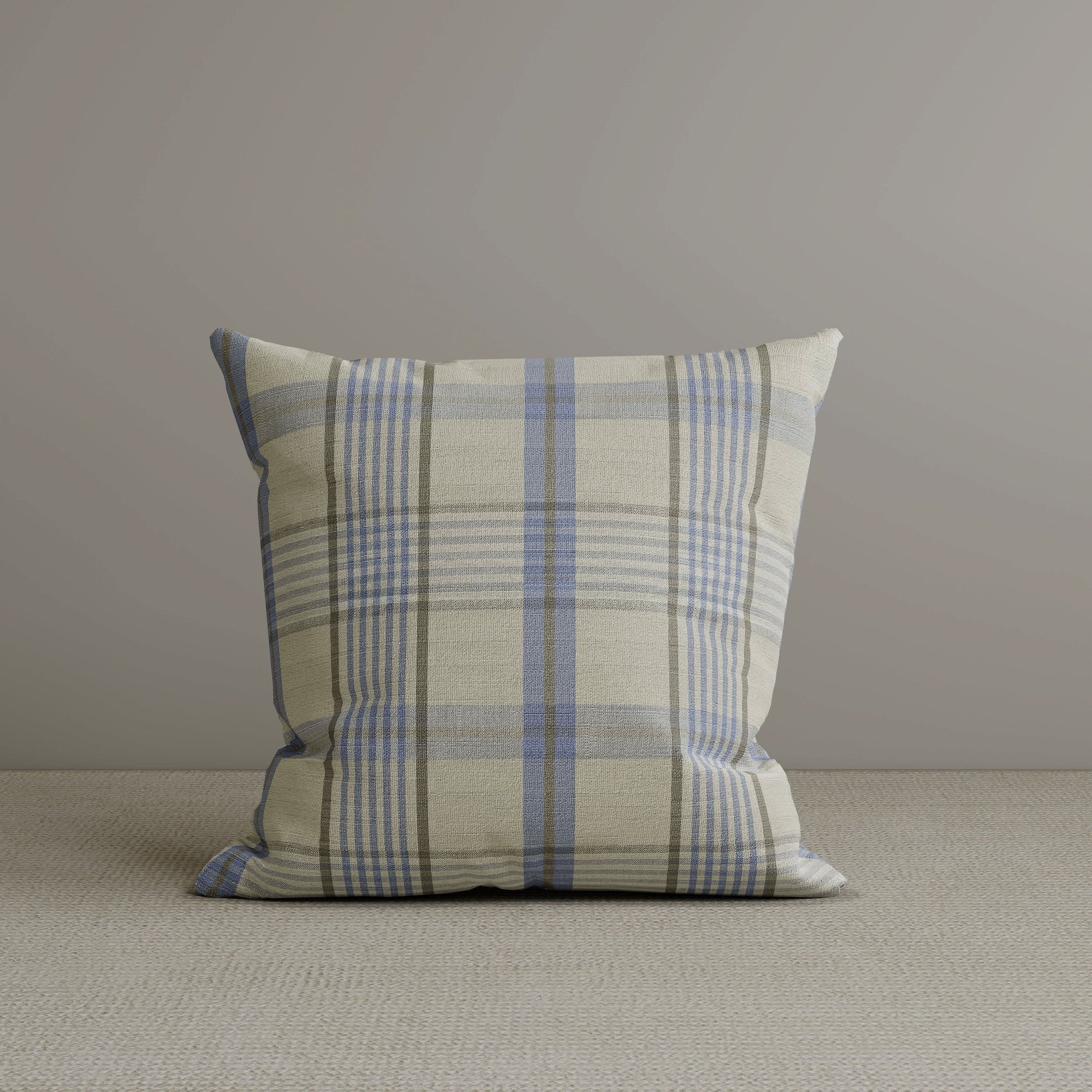 ‍Square Exclusive Design Cushion in Misty Blue Plaid Cotton Linen, 45*45CM (100% off)