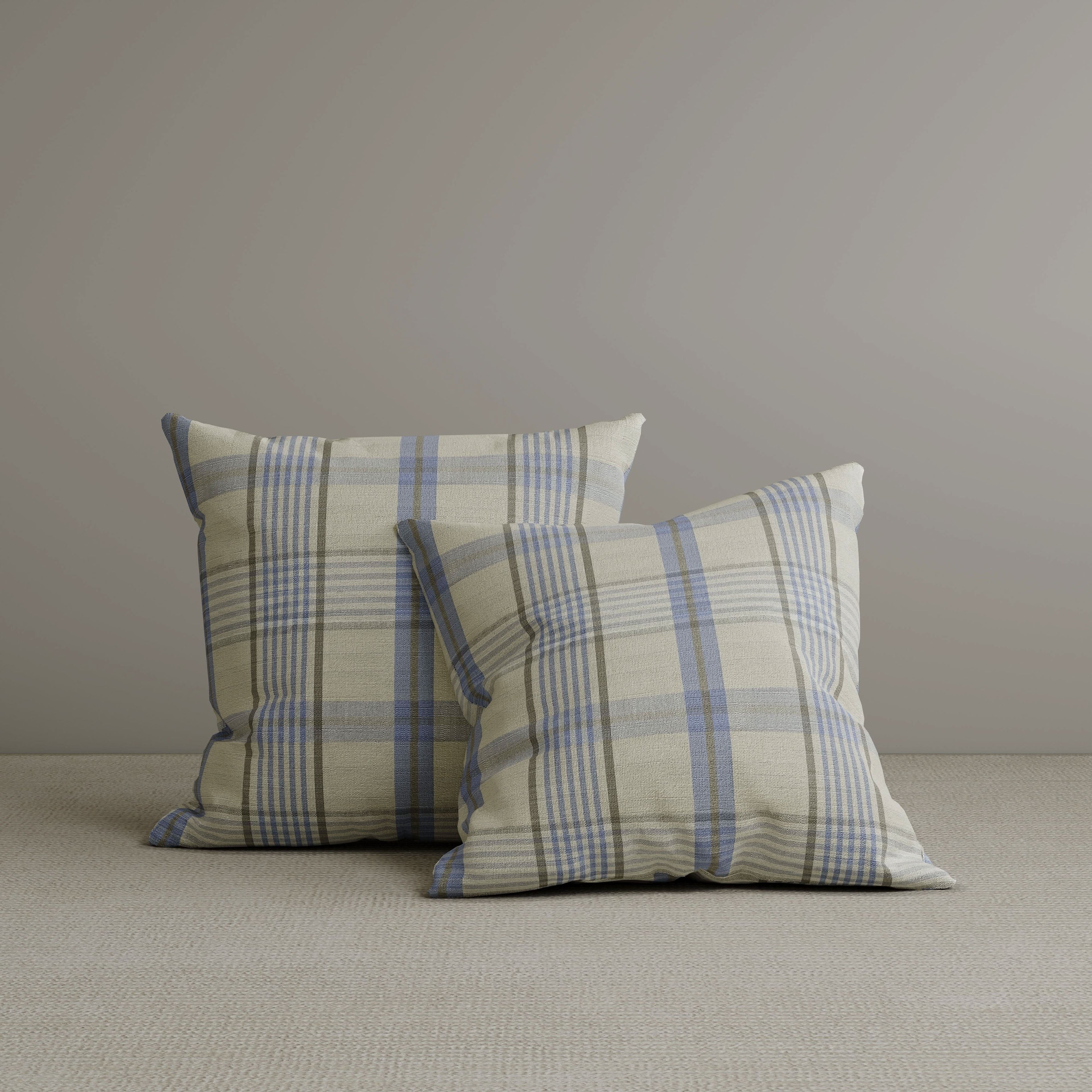Square Exclusive Design Cushion in Misty Blue Plaid Cotton Linen, 45*45CM