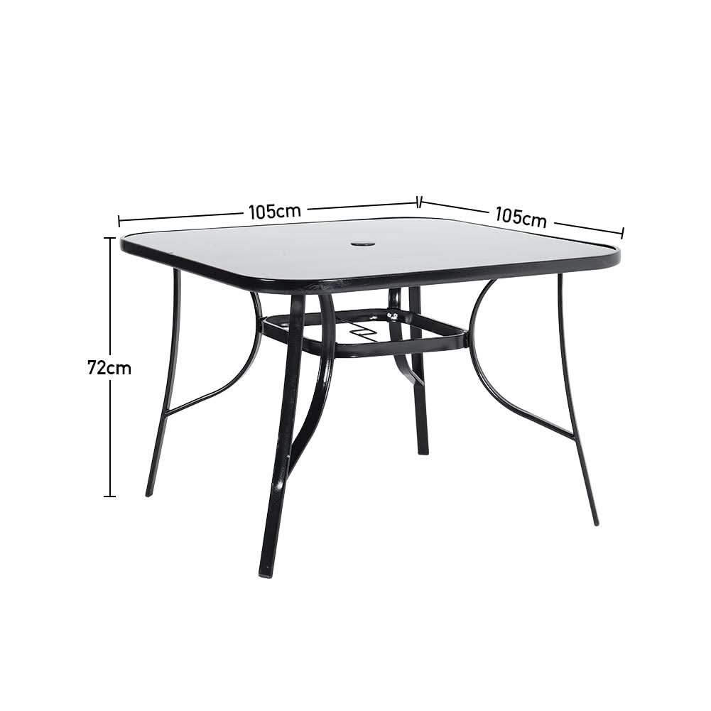 2 Seater Outdoor Table Square Tempered Glass Table and Garden Chairs