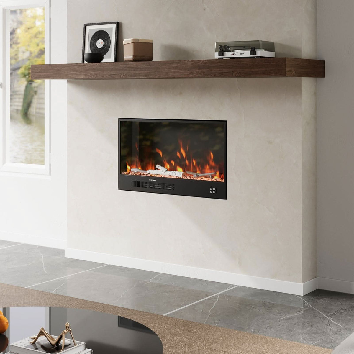 Smallbee 33/46/58inch WiFi Electric Fireplace with LED Display & Realistic Flame Effect