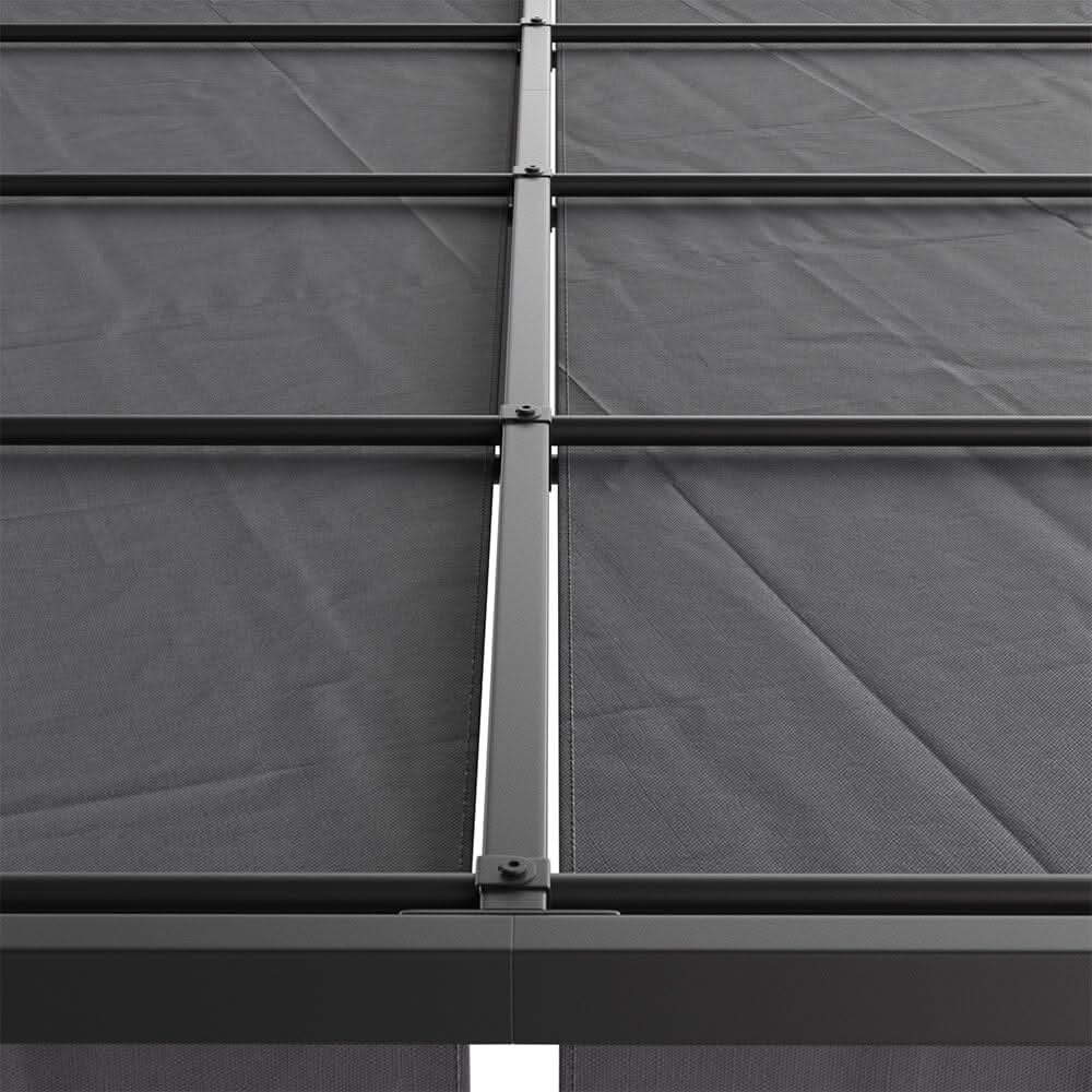 9ft Outdoor Steel Pergola Luxury with Retractable Canopy