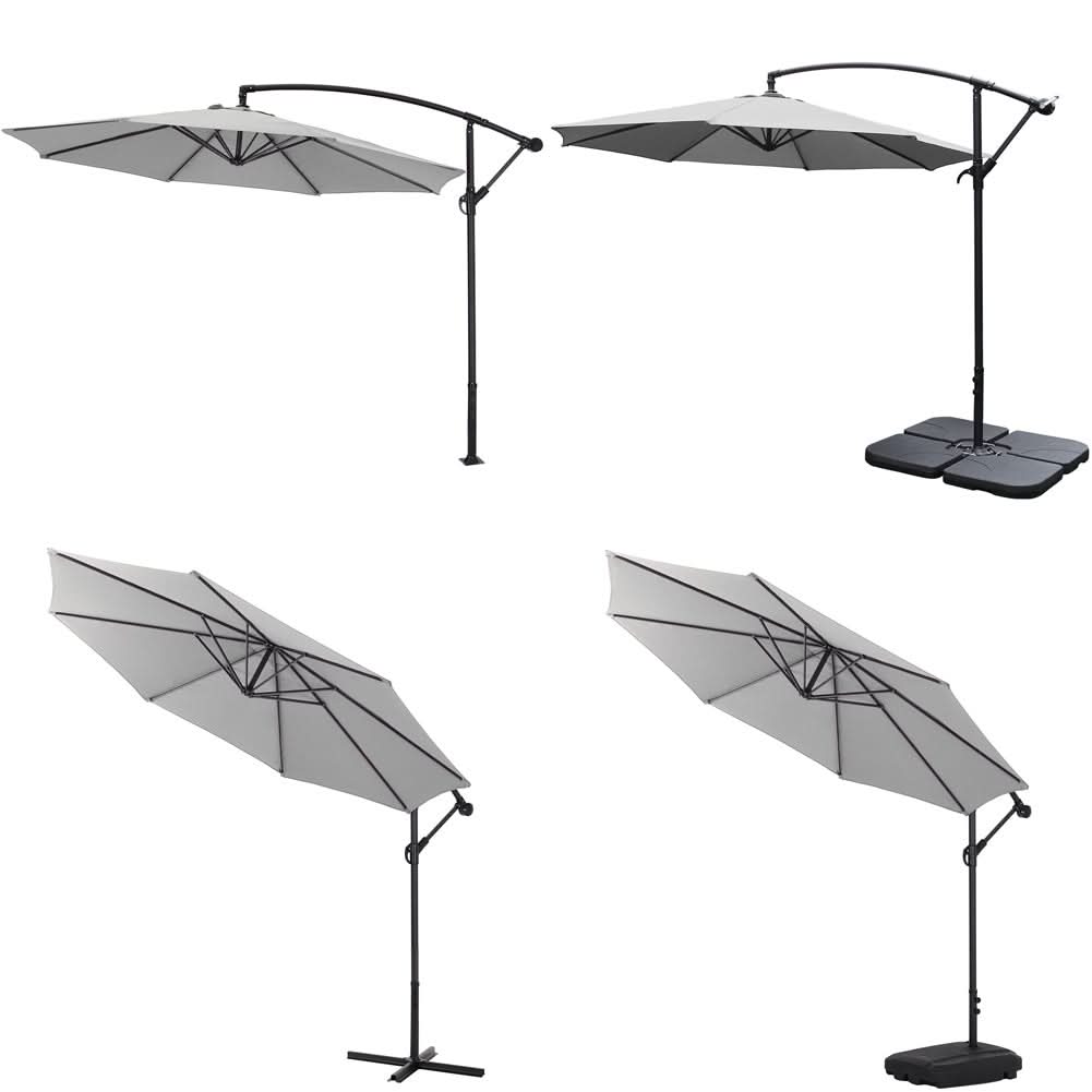 3M Sun Parasol Hanging Banana Umbrella Light Grey  Outdoor Sun Shade